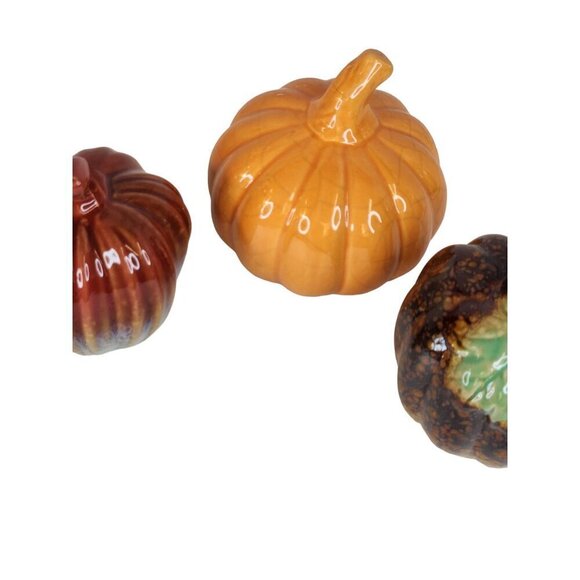 Fall Thanksgiving Table Centerpiece Set Of 3 Ceramic Decorative Pumpkins - Multi - Picture 5 of 7